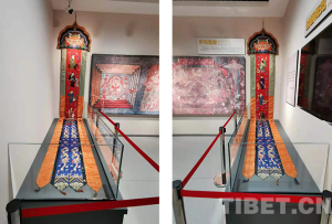出现在西藏寺庙的“八仙”——夏鲁寺清代红色缎绣八仙纹柱面幡